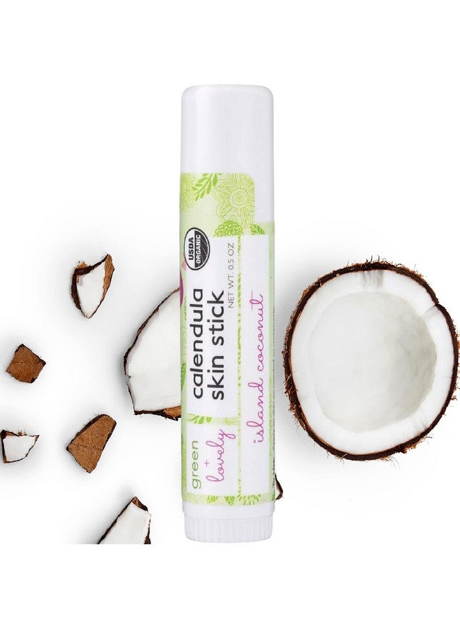 Green + Lovely Calendula Skin Stick Organic Lotion Sticks Moisturizing Balm Ointment Salve Multipurpose Hand Cream Body Bar 0.5 Oz Island Coconut (1 Tube) - Image 1
