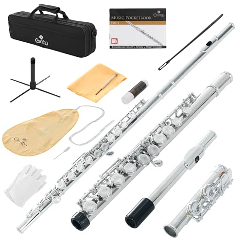 Cecilio Closed Hole C Flute - Musical Instrument, Beginner/Intermediate Flute in Band & Orchestra, Nickel - Image 1