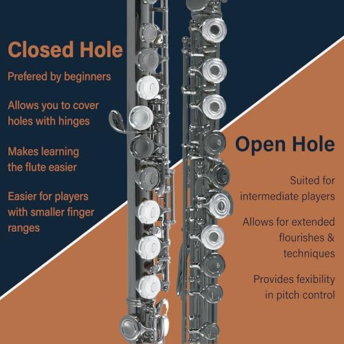 Cecilio Closed Hole C Flute - Musical Instrument, Beginner/Intermediate Flute in Band & Orchestra, Nickel - Image 4