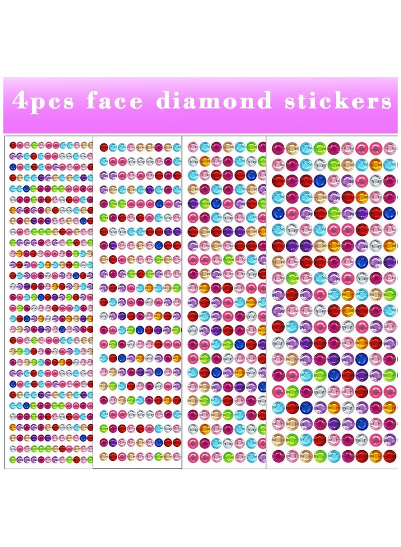 1799 Pcs 4 Sheets Rhinestone Stickers 3/4/5/6 mm Self Adhesive Rhinestones Gems for Face Eyes Makeup Hair Body - Image 2