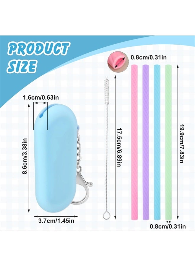 Cobee 4 Set Reusable Silicone Straws Kit, Foldable Portable Straws with Colorful Storage Box and Keychain for Travel, Deep Cleaning Brush for Bubble Tea, Cold/Hot Drinks - Image 3