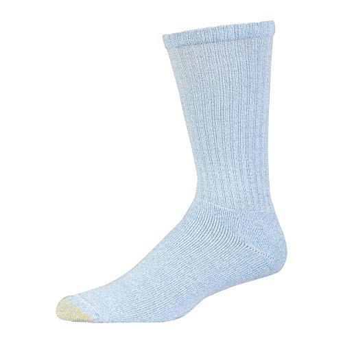 GOLDTOE Men's Harrington Crew Socks, Multipairs, Washed Blue/Light (6-Pairs), Large - Image 3