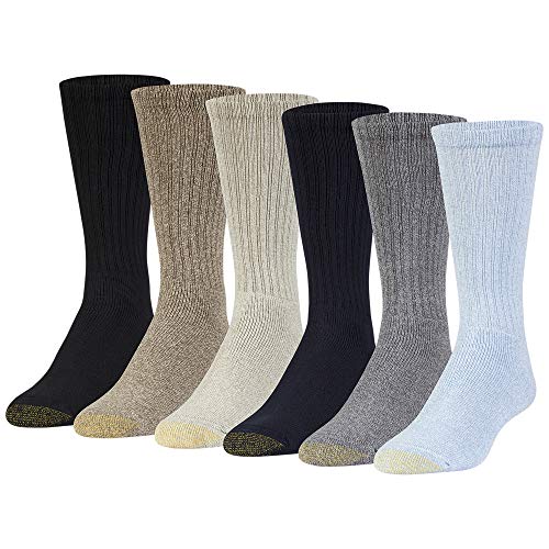 GOLDTOE Men's Harrington Crew Socks, Multipairs, Washed Blue/Light (6-Pairs), Large - Image 5