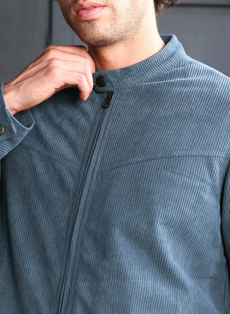 CAHOOT  Men's Aegean Blue Corduroy Rider Jacket for Men | Best Price UAE