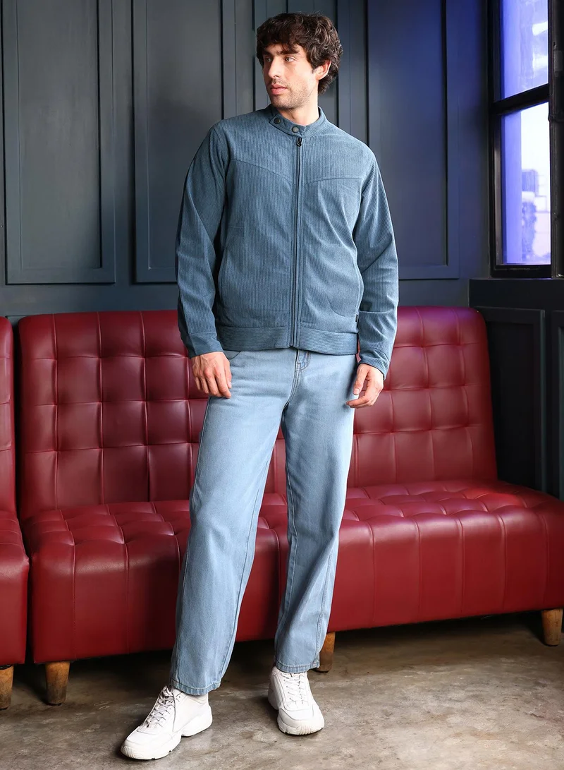 CAHOOT  Men's Aegean Blue Corduroy Rider Jacket for Men | Best Price UAE