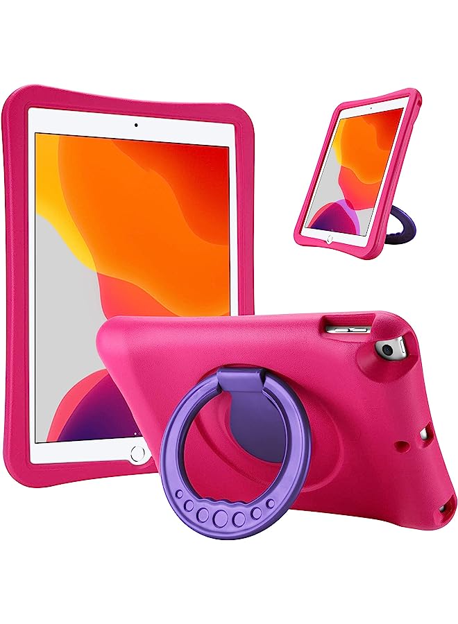 vesus Kids Case For Ipad 10.2 9Th Gen 2021/8Th Gen 2020/7Th Gen 2019 /Ipad Air 10.5 3Rd Gen/Ipad Pro 10.5, Durable Shockproof Light Weight Protective Cover With Rotatable Kickstand And Grip -Magenta