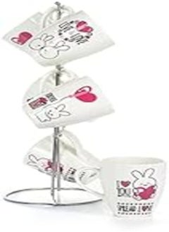 Lotus Lotus 1000415 Catherine Fine Porcelain Tea and Coffee Mug 6 Piece Set, Multicolor (6 pie plates + 6 gateau plates + 6 bowls of soup + 6 skewers) 