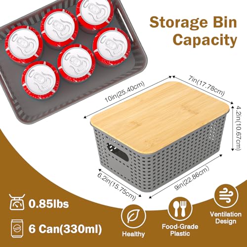 Uvellgift Stackable Storage Basket: Plastic Baskets Bins, Baskets for Organizing, Pantry Decorative Containers for Closets, Cabinets, Shelves(8 Pack, Grey) - Image 4