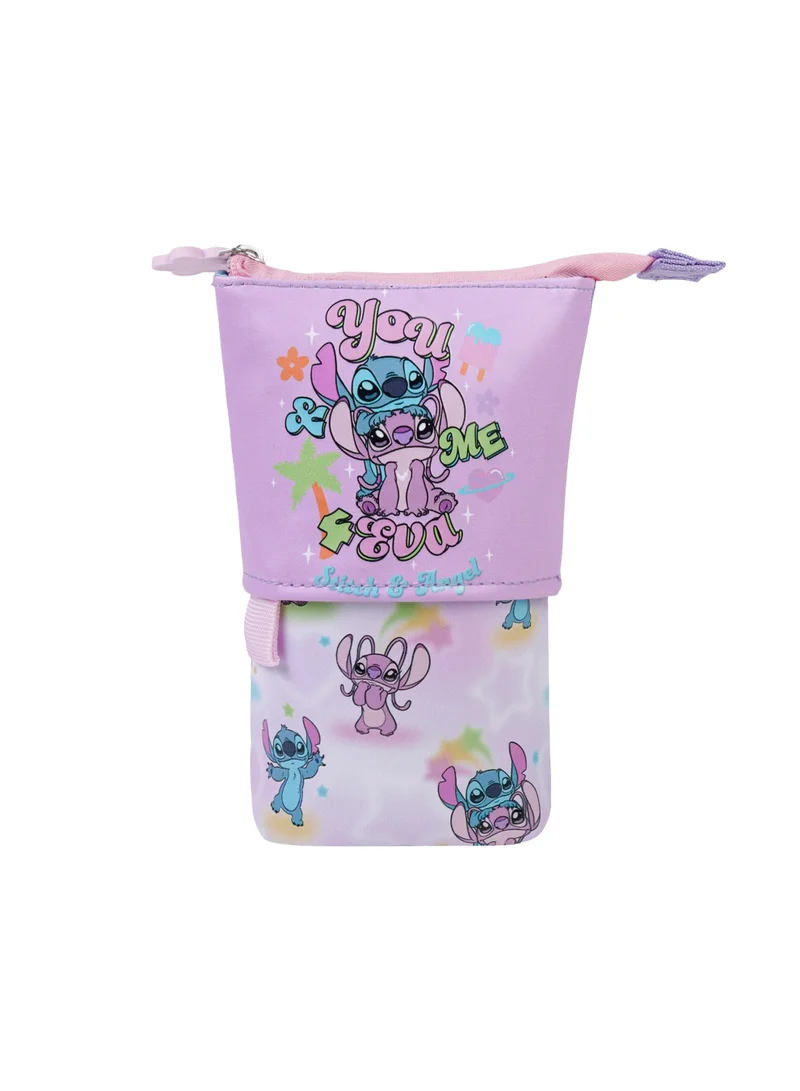ديزني Disney Stitch Toddler Expandable Pencil Case | Kids School Pencil Pouch | Stitch & Angel Stationery Organizer