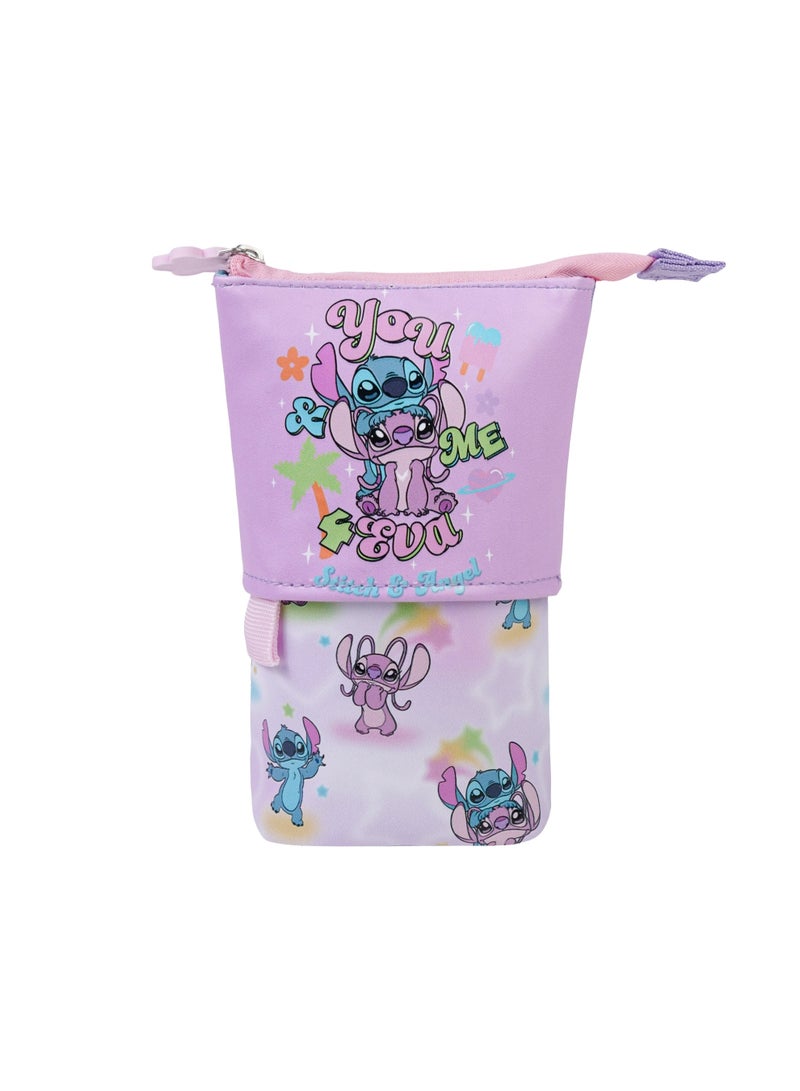 Disney Stitch Toddler Expandable Pencil Case | Kids School Pencil Pouch | Stitch & Angel Stationery Organizer - Image 1