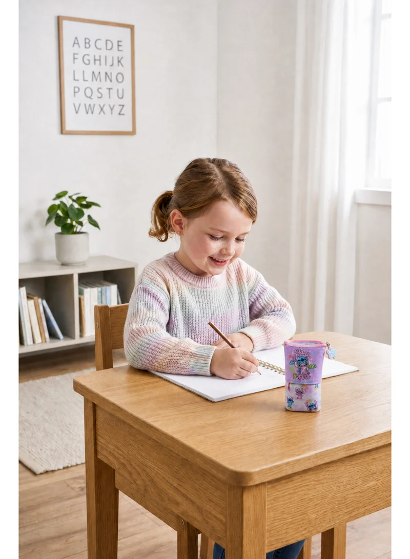 ديزني Disney Stitch Toddler Expandable Pencil Case | Kids School Pencil Pouch | Stitch & Angel Stationery Organizer