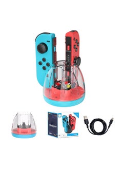 Classic Red Blue Handle Charging Stand Dock for Nintendo Switch and OLED JoyCon, Controller Charger Station Joy-Con, Portable with LED Indicator