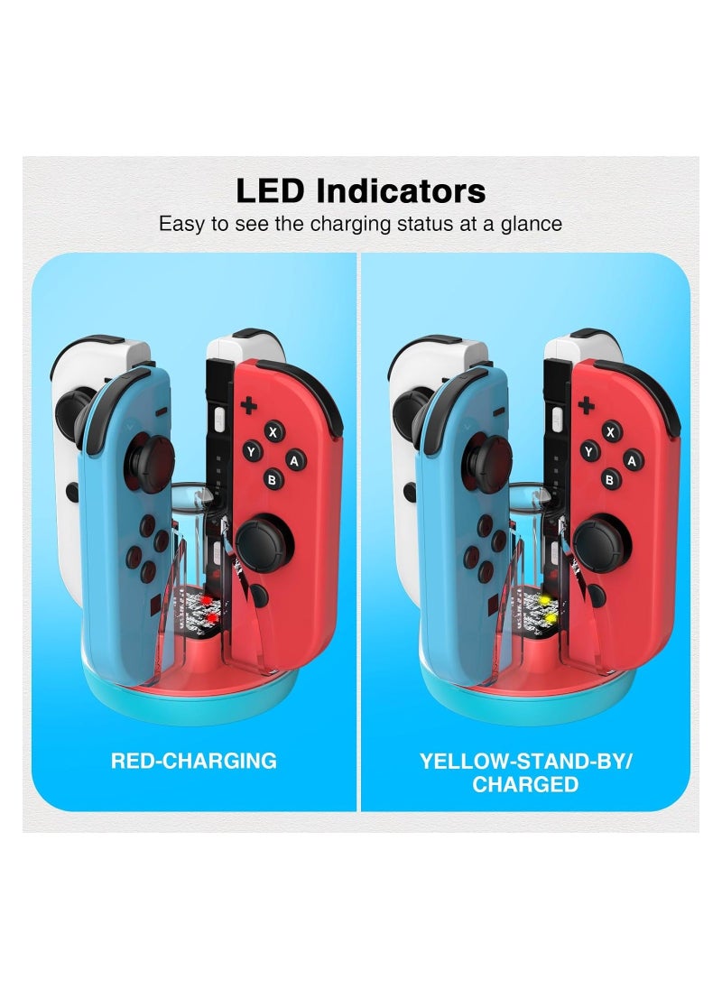 Y&D - Classic Red Blue Handle Charging Stand Dock for Nintendo Switch and OLED JoyCon, Controller Charger Station Joy-Con, Portable with LED Indicator - Image 1