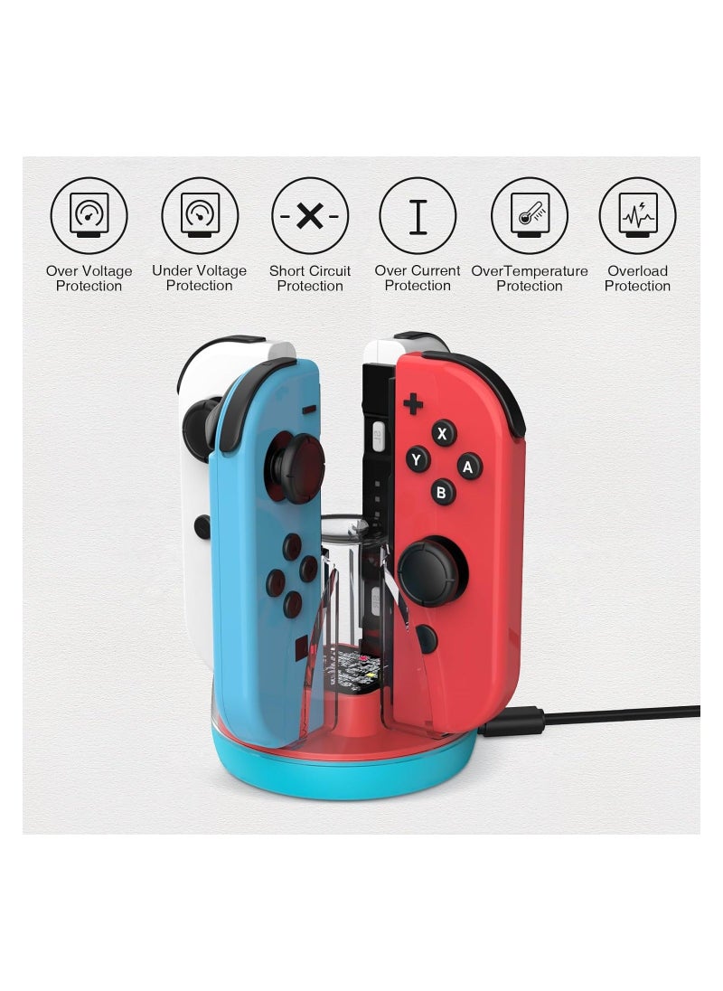 Y&D - Classic Red Blue Handle Charging Stand Dock for Nintendo Switch and OLED JoyCon, Controller Charger Station Joy-Con, Portable with LED Indicator - Image 1