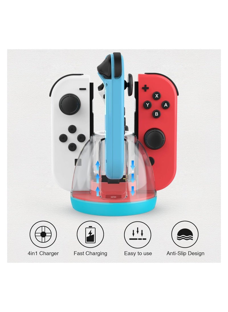 Y&D - Classic Red Blue Handle Charging Stand Dock for Nintendo Switch and OLED JoyCon, Controller Charger Station Joy-Con, Portable with LED Indicator - Image 1