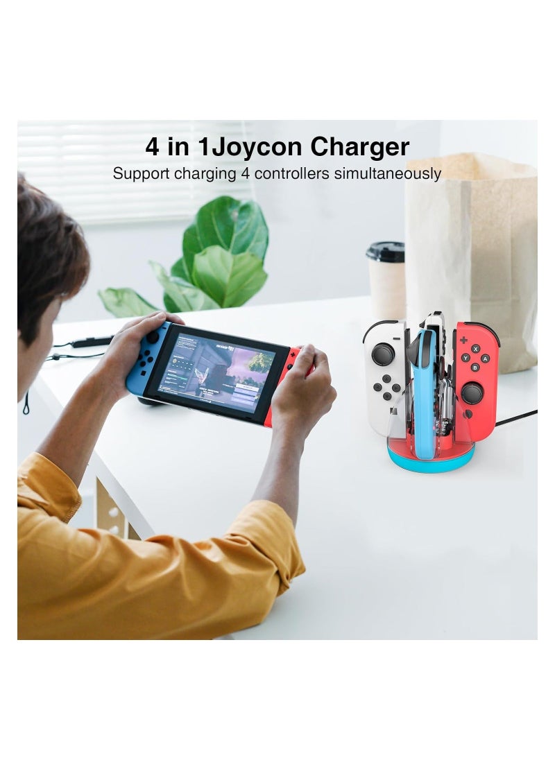 Y&D - Classic Red Blue Handle Charging Stand Dock for Nintendo Switch and OLED JoyCon, Controller Charger Station Joy-Con, Portable with LED Indicator - Image 1