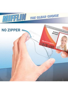 MIFFLIN Vertical Zipperless Id Badge Holder (Clear, 2.25X3.5 Inch, 100 Pack), Quick Load Plastic Name Card Pouch In Bulk  - Image 3