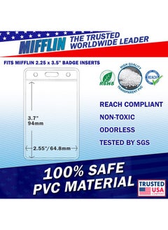 MIFFLIN Vertical Zipperless Id Badge Holder (Clear, 2.25X3.5 Inch, 100 Pack), Quick Load Plastic Name Card Pouch In Bulk  - Image 5