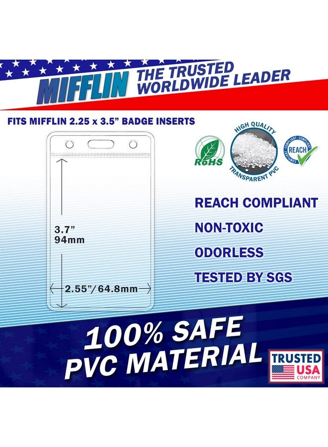 MIFFLIN Vertical Zipperless Id Badge Holder (Clear, 2.25X3.5 Inch, 100 Pack), Quick Load Plastic Name Card Pouch In Bulk  - Image 5