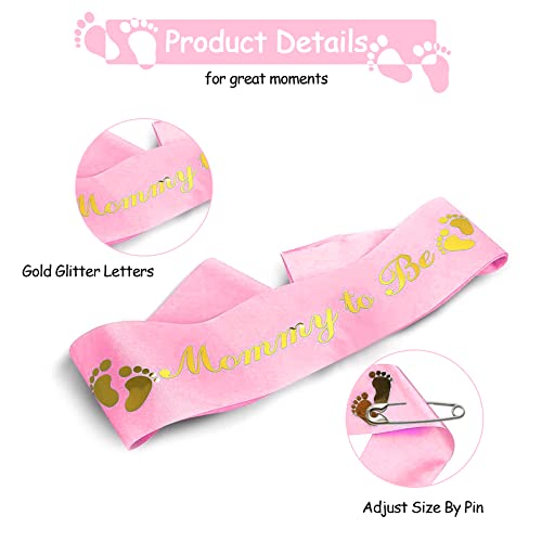 NAOKBOEE 2 Packs Pink Baby Shower Mommy to be Sash and Daddy to Be Badge, Baby Shower Baby Gender Reveal Party Supplies Decorations Gift - Image 3