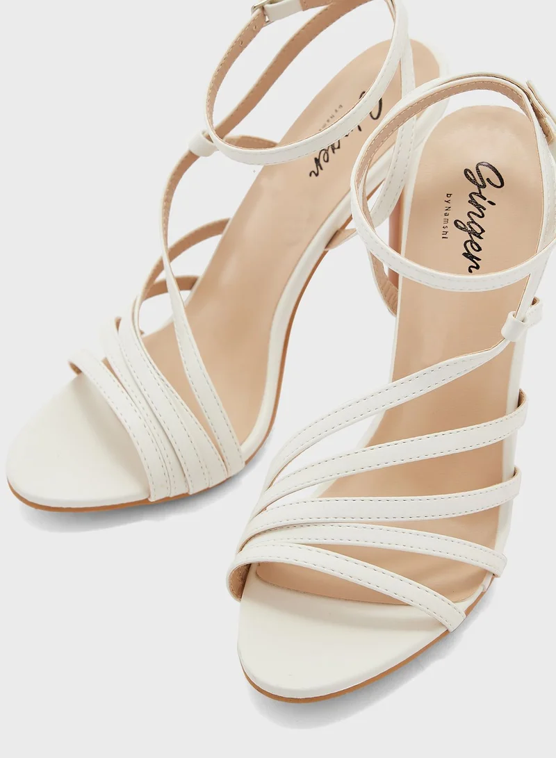 Ginger Curved Strappy Ankle Strap Sandal