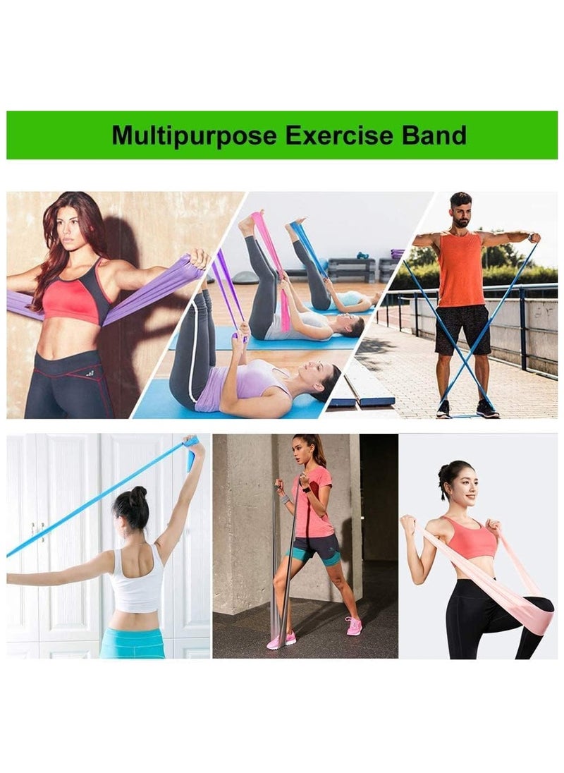 QSHOP® Professional Workout Resistance Bands, Long Natural Latex Exercise Bands Ideal for Strength Training,  Physical Therapy, Yoga, Pilates, Stretching