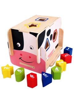 Cow Shaped Wooden Blocks Shape Sorter Cube Building Blocks