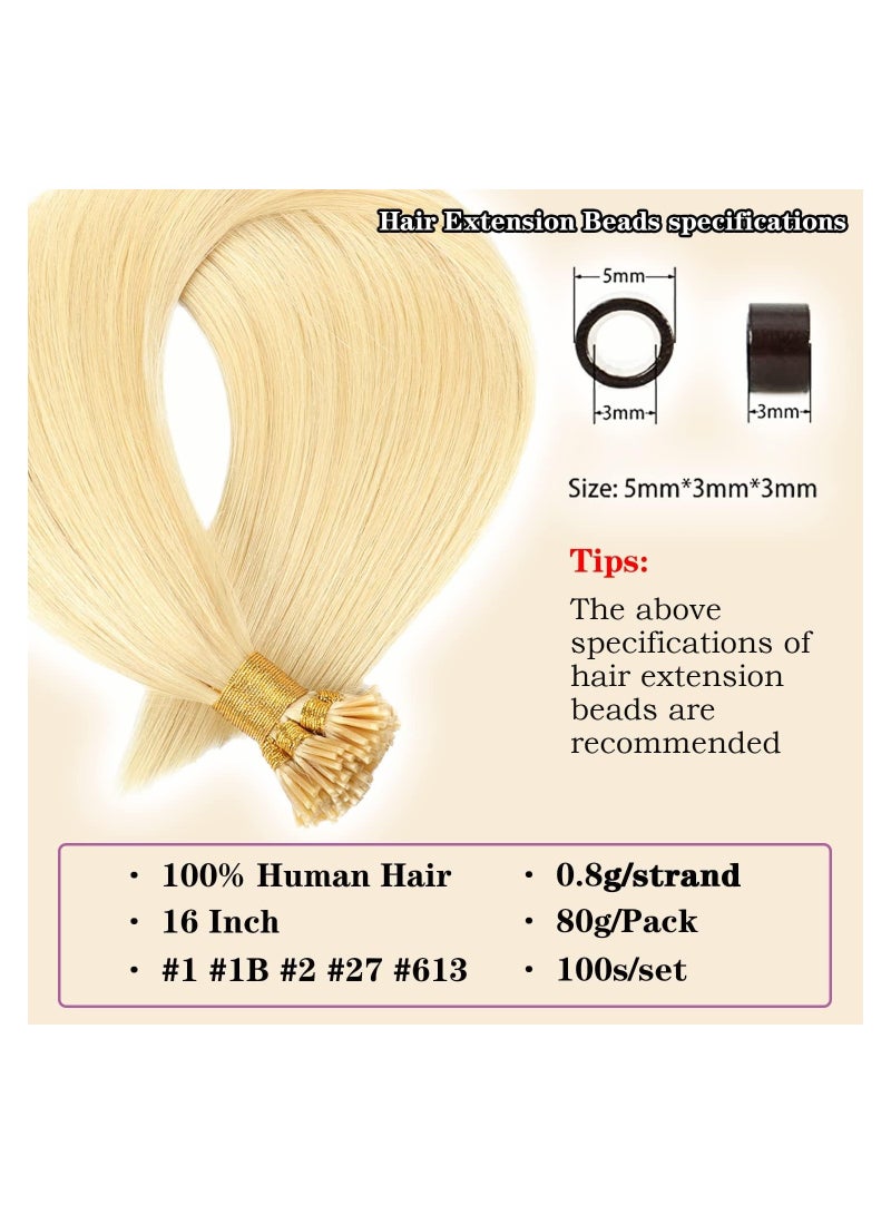 Estelle I Tip human hair pre bonded hair extensions Real Human Hair invisible Dark Brown 16inch 80g 100s/Pack... - Image 3