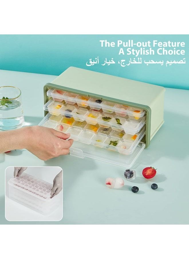 Arabest 3-Piece Ice Cube Trays for Freezer with Lid, Easy to Dump Ice Cube Molds with Bin and Ice Scoop,2CM Clear Ice Cube Maker, Popsicle Molds  - Image 2