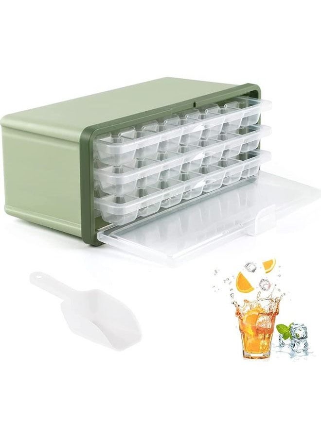 Arabest 3-Piece Ice Cube Trays for Freezer with Lid, Easy to Dump Ice Cube Molds with Bin and Ice Scoop,2CM Clear Ice Cube Maker, Popsicle Molds  - Image 1