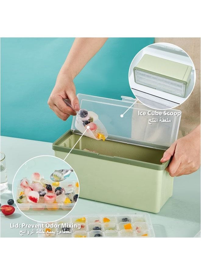Arabest 3-Piece Ice Cube Trays for Freezer with Lid, Easy to Dump Ice Cube Molds with Bin and Ice Scoop,2CM Clear Ice Cube Maker, Popsicle Molds  - Image 3