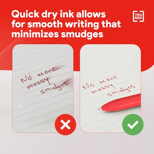 TRU RED Retractable Gel Pens, Medium Point 0.7mm, Red Ink, 12 Pack – Quick‑Dry Pens for Grading, Editing & Mark‑Up - Image 5