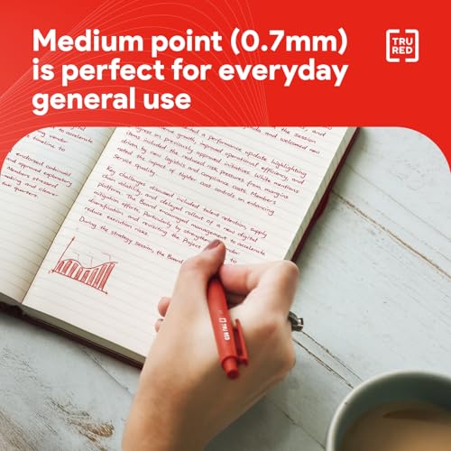 TRU RED Retractable Gel Pens, Medium Point 0.7mm, Red Ink, 12 Pack – Quick‑Dry Pens for Grading, Editing & Mark‑Up - Image 4