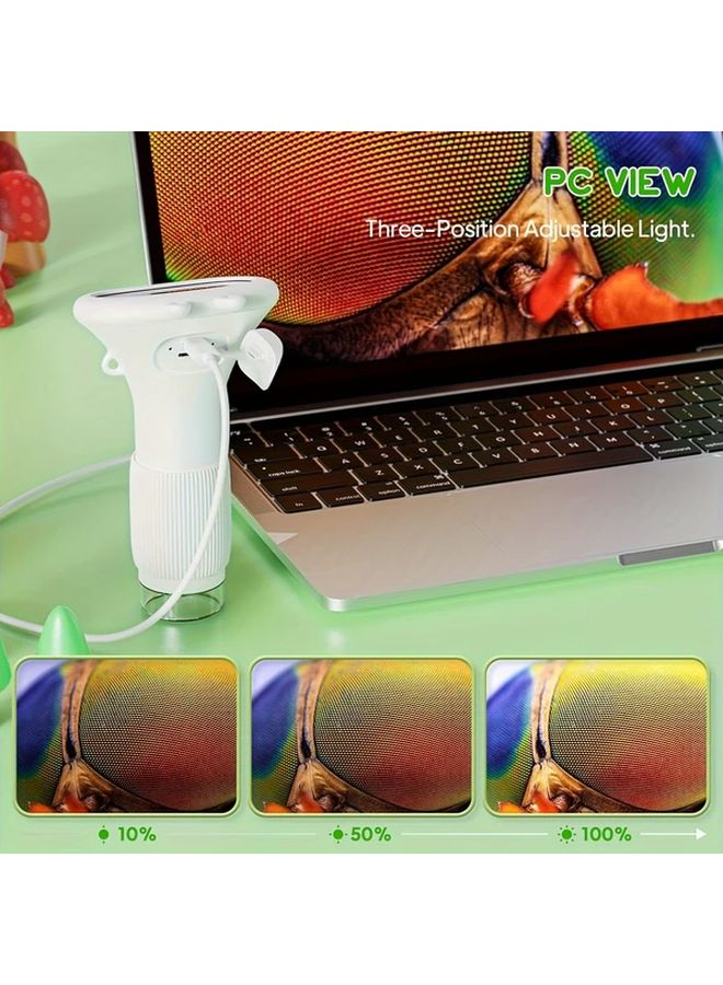 Rivgot White Kids Microscope With 2 Inch IPS Screen 1000x Magnification Educational Science Toy - Image 5