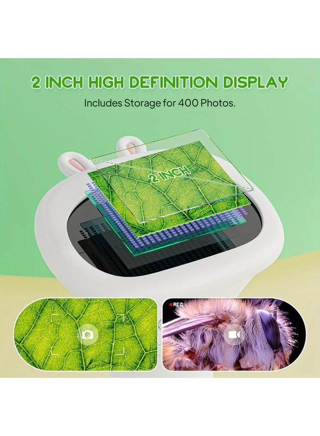 Rivgot White Kids Microscope With 2 Inch IPS Screen 1000x Magnification Educational Science Toy - Image 4