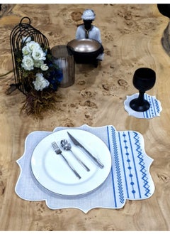 Tanem Home Authentic Pattern Embroidered Placemat Set Plate and Coasters 
