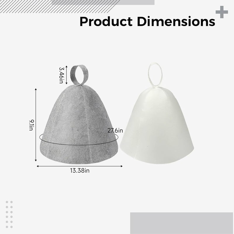 Gray & White Felt Sauna Hat, 5 Pcs Banya Hat Set, Quick Drying & Thermal Protection, Bathing Caps For Women And Men - Image 4
