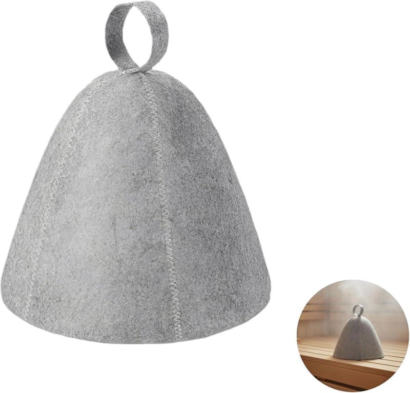 Gray & White Felt Sauna Hat, 5 Pcs Banya Hat Set, Quick Drying & Thermal Protection, Bathing Caps For Women And Men - Image 5