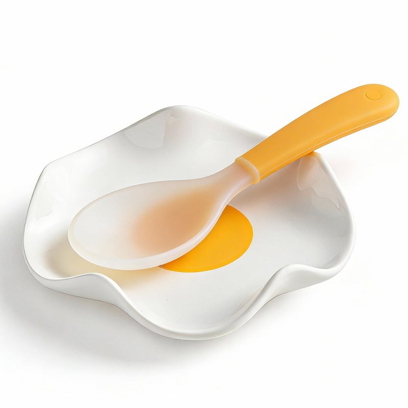Miamolo Cute Spoon Rest for Stove Top, Ceramic Egg Spoon Holder for Kitchen Counter Spatula Holder, 5.3in Coffee Spoon Rest, Sunny-Side Up Funny Cooking Spoon Holder for Utensils, Kitchen DÃ©Cor - Image 1