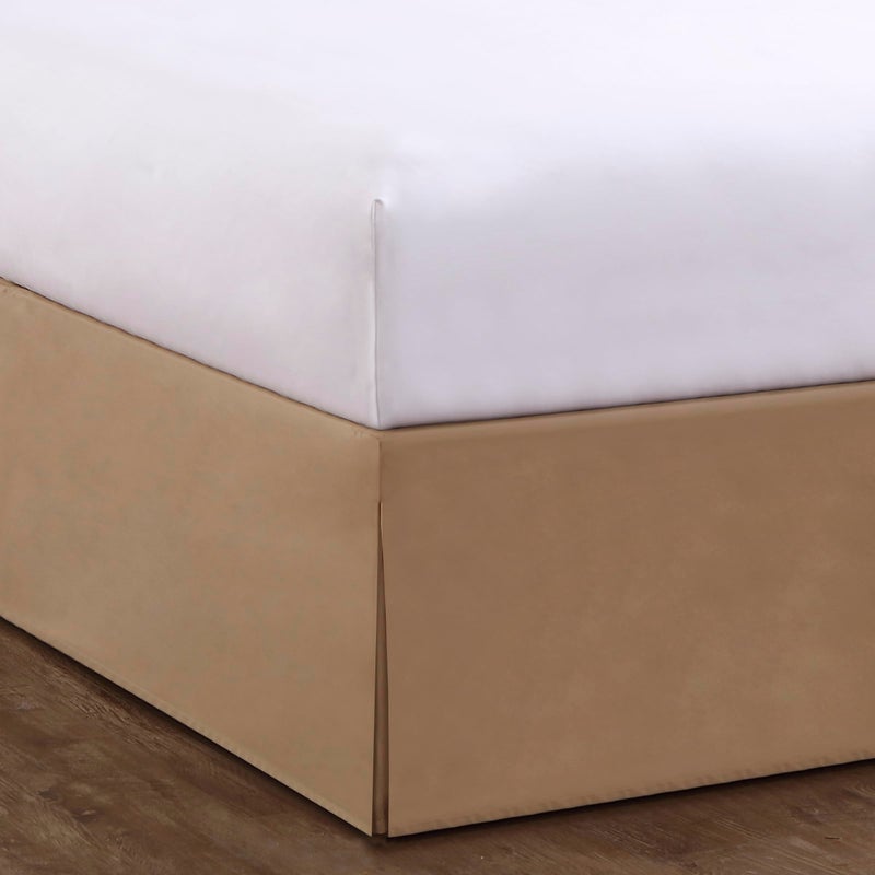 Bed Maker's Bed Makerâ€™s Never Lift Your Mattress Wrap Around Bed Skirt, Classic Style, Low Maintenance Wrinkle Resistant Fabric, Traditional 14 Inch Drop Length, Queen, Mocha - Image 1