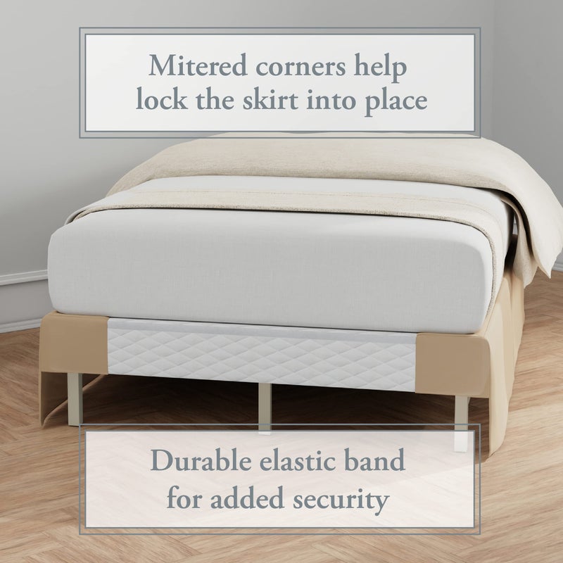 Bed Maker's Bed Makerâ€™s Never Lift Your Mattress Wrap Around Bed Skirt, Classic Style, Low Maintenance Wrinkle Resistant Fabric, Traditional 14 Inch Drop Length, Queen, Mocha - Image 5