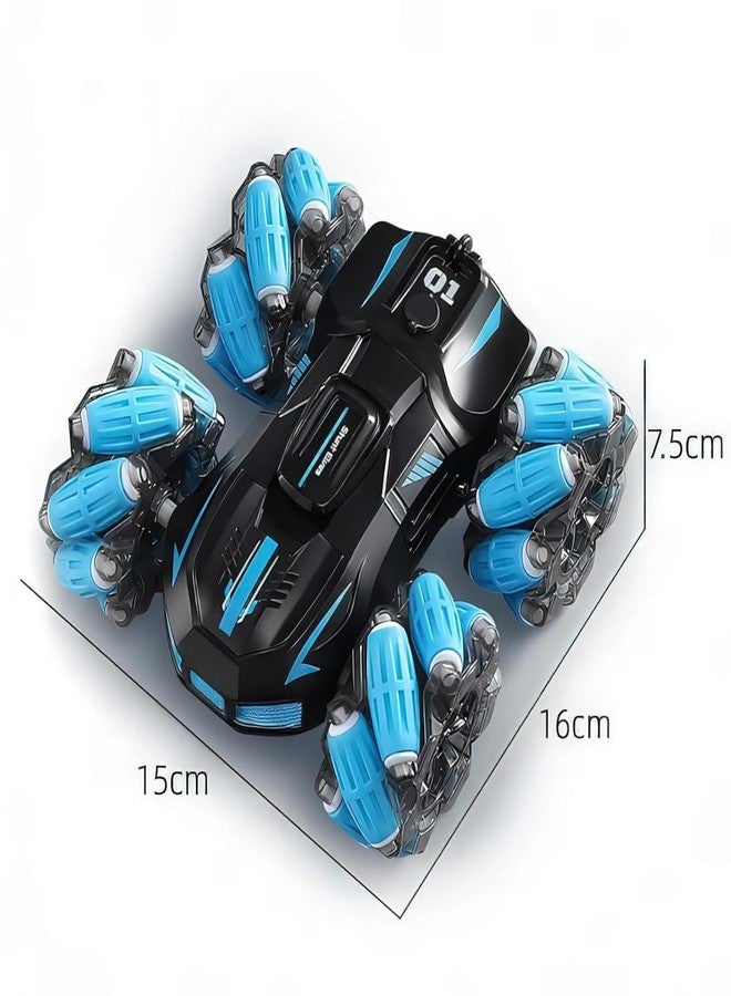 سيارة Ruzarth 2.4G RC Stunt Car - سيارة دفع رباعي للطرق الوعرة مزودة بمستشعر إيماءات، دوران 360 درجة، أضواء LED، موسيقى وسباق عالي السرعة - لعبة تحكم عن بعد للأطفال والكبار، أفضل هدية (أزرق) - Image 2