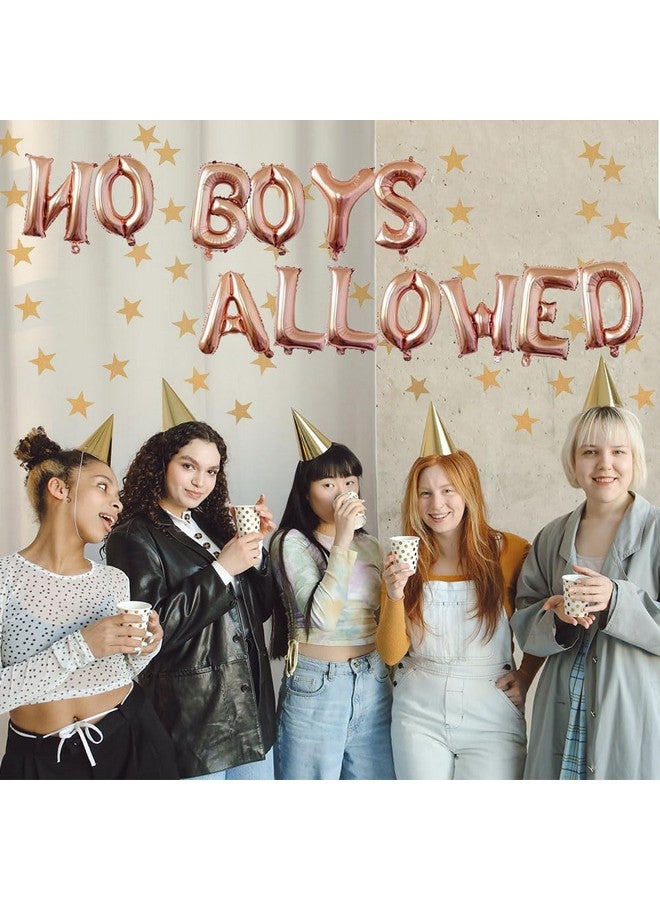 AnnoDeel 16inch NO BOYS ALLOWED Foil Balloons Banner,Rose Gold Letter Mylar Balloon for Women Bride Bacheloretter Banner Party Decoration - Image 5