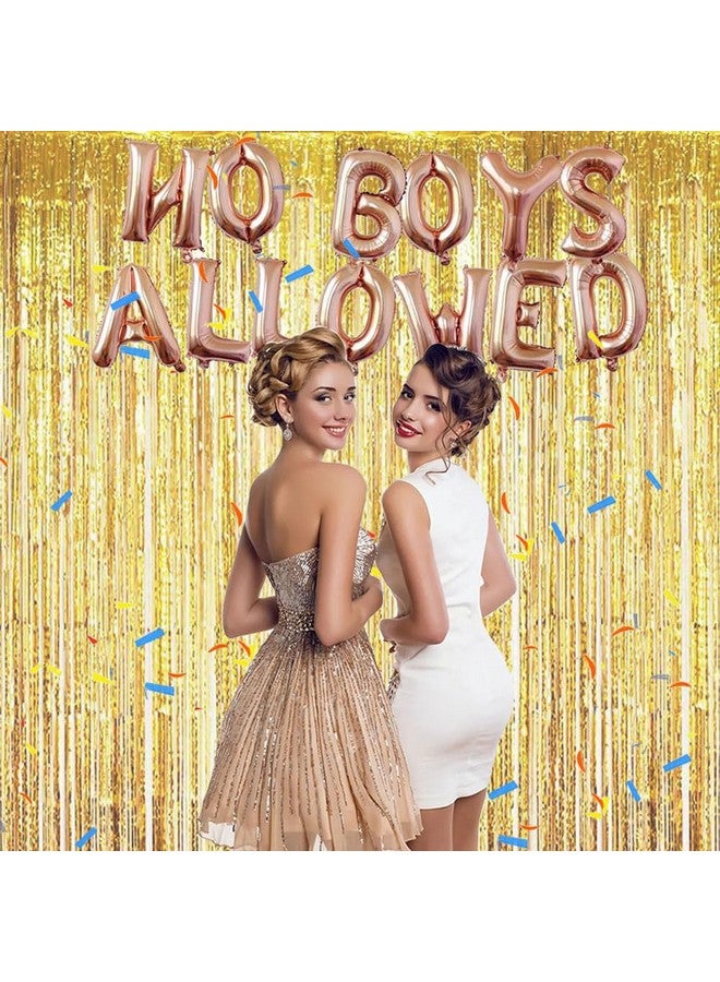 AnnoDeel 16inch NO BOYS ALLOWED Foil Balloons Banner,Rose Gold Letter Mylar Balloon for Women Bride Bacheloretter Banner Party Decoration - Image 4