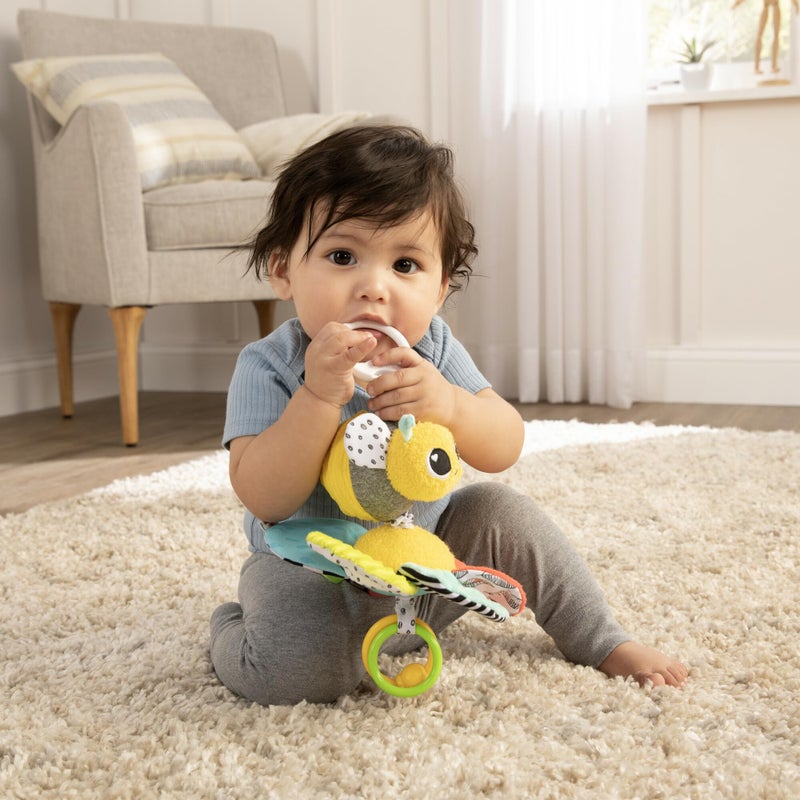LAMAZE Clip On Car Seat and Stroller Toy - Buzzy The Bee - Crinkle Car Seat and Stroller Toys - Sensory Travel Toys for Babies - Infant Toys Ages 0 Months and Up - Image 4