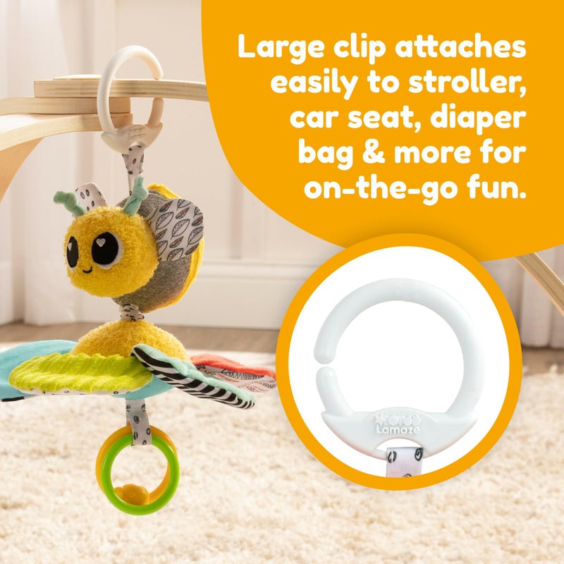 LAMAZE Clip On Car Seat and Stroller Toy - Buzzy The Bee - Crinkle Car Seat and Stroller Toys - Sensory Travel Toys for Babies - Infant Toys Ages 0 Months and Up - Image 5