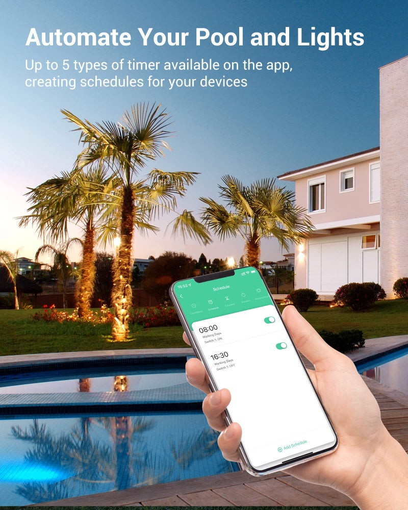 DEWENWILS WiFi Pool Pump Timer, Heavy Duty 40A 120-277 VAC 2HP Wireless Controller Timer for Pool, Water Heater, Works with Alexa, Google Assistant, Smart Life, ETL Listed - Image 4