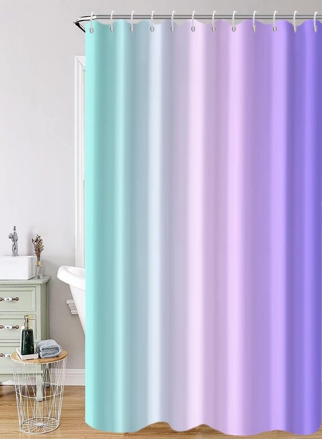 Uiiooazy Rainbow Shower Curtain for Bathroom Ombre Purple Blue Hotel Shower Curtains Set Room Partition Gradient Pink Lavender Blue Waterproof Fabric Stall Bathtub Decor with Hooks 72x72inches - Image 1