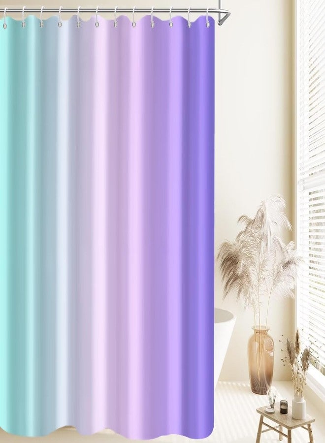 Uiiooazy Rainbow Shower Curtain for Bathroom Ombre Purple Blue Hotel Shower Curtains Set Room Partition Gradient Pink Lavender Blue Waterproof Fabric Stall Bathtub Decor with Hooks 72x72inches - Image 2