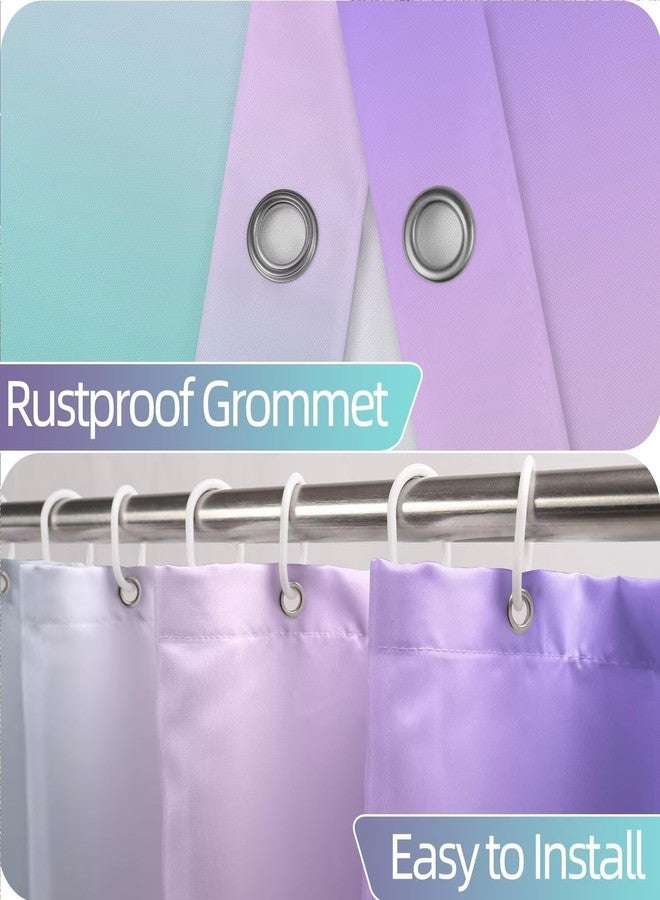 Uiiooazy Rainbow Shower Curtain for Bathroom Ombre Purple Blue Hotel Shower Curtains Set Room Partition Gradient Pink Lavender Blue Waterproof Fabric Stall Bathtub Decor with Hooks 72x72inches - Image 4